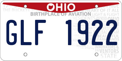 OH license plate GLF1922