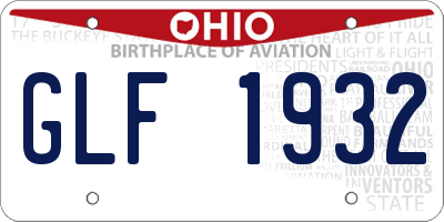 OH license plate GLF1932