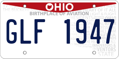 OH license plate GLF1947