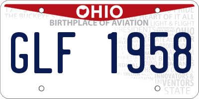 OH license plate GLF1958