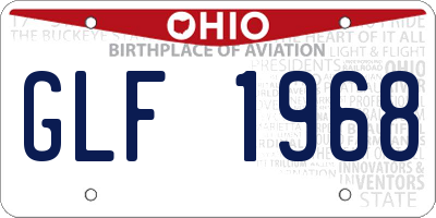 OH license plate GLF1968