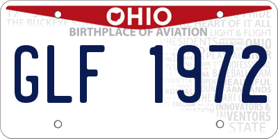 OH license plate GLF1972