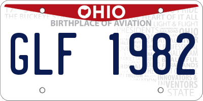 OH license plate GLF1982