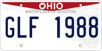 OH license plate GLF1988
