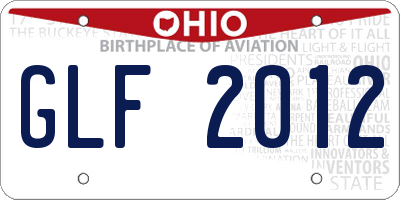 OH license plate GLF2012