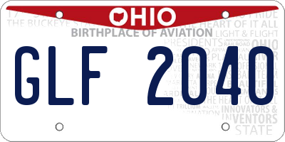 OH license plate GLF2040
