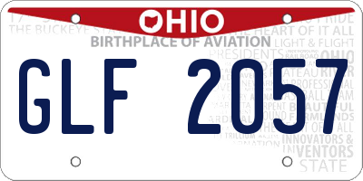 OH license plate GLF2057