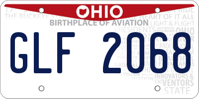 OH license plate GLF2068