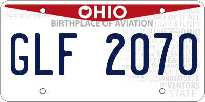 OH license plate GLF2070