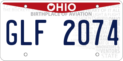 OH license plate GLF2074
