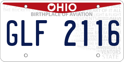 OH license plate GLF2116