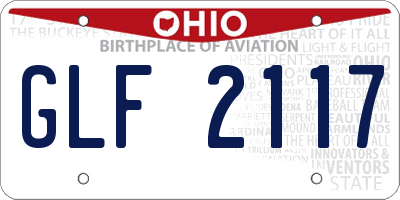 OH license plate GLF2117