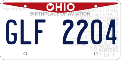 OH license plate GLF2204