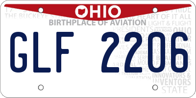 OH license plate GLF2206