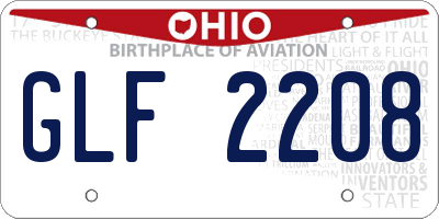 OH license plate GLF2208