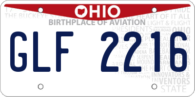 OH license plate GLF2216