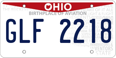OH license plate GLF2218