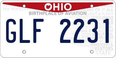OH license plate GLF2231