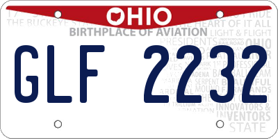 OH license plate GLF2232