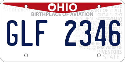 OH license plate GLF2346