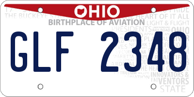 OH license plate GLF2348