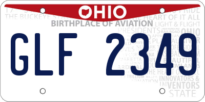 OH license plate GLF2349