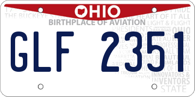 OH license plate GLF2351