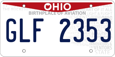 OH license plate GLF2353