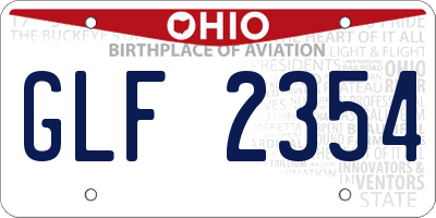 OH license plate GLF2354