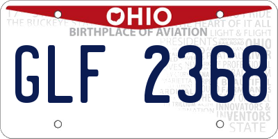 OH license plate GLF2368