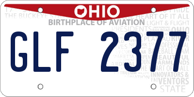 OH license plate GLF2377