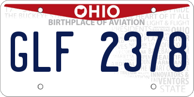 OH license plate GLF2378
