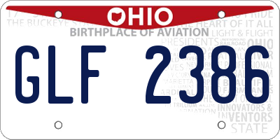 OH license plate GLF2386