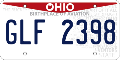 OH license plate GLF2398