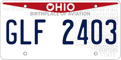 OH license plate GLF2403