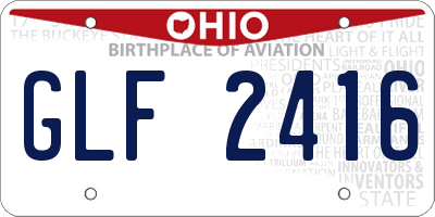 OH license plate GLF2416