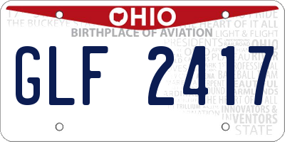 OH license plate GLF2417