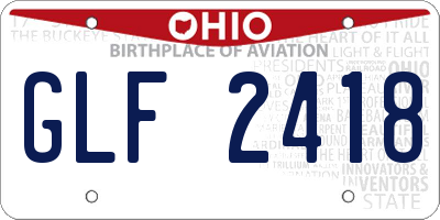 OH license plate GLF2418