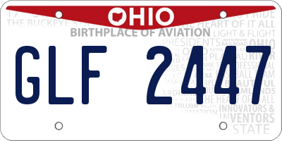 OH license plate GLF2447