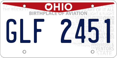 OH license plate GLF2451