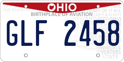 OH license plate GLF2458