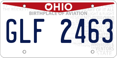 OH license plate GLF2463