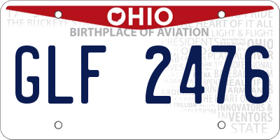 OH license plate GLF2476