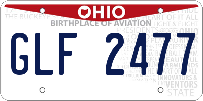 OH license plate GLF2477
