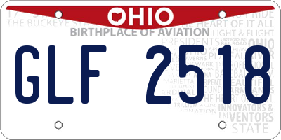 OH license plate GLF2518