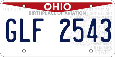 OH license plate GLF2543