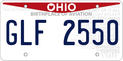 OH license plate GLF2550