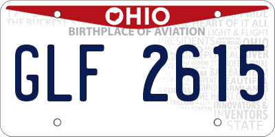 OH license plate GLF2615