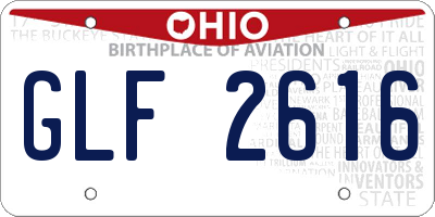 OH license plate GLF2616