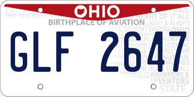 OH license plate GLF2647